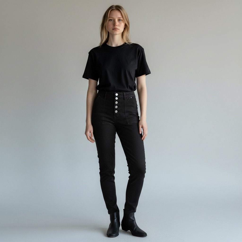 Anthropologie Button Fly Black Cargo Pants